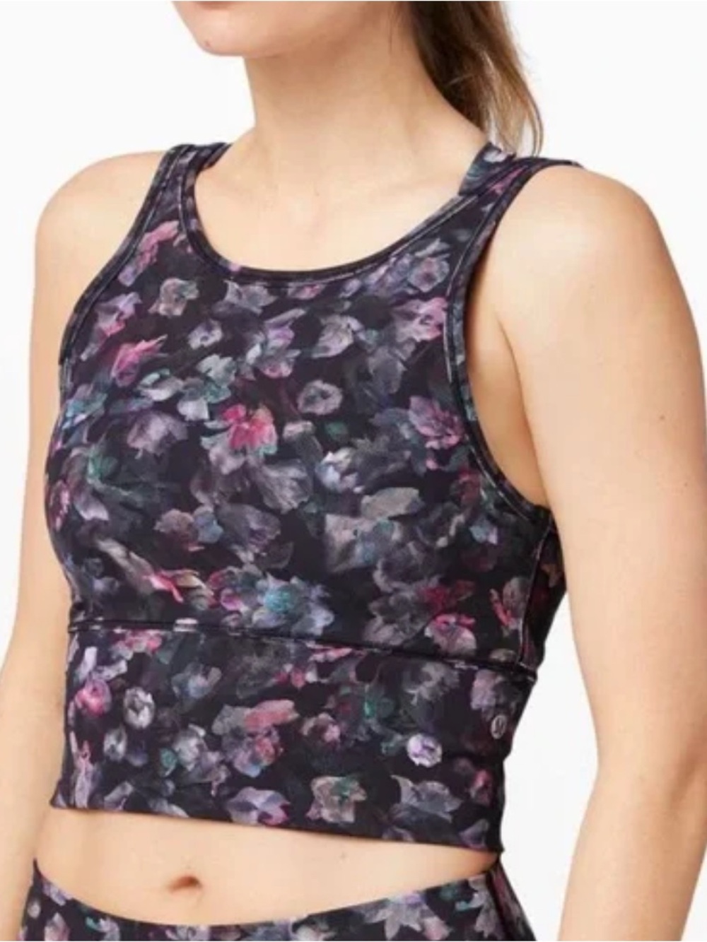 Lululemon Power Pivot Crop Tank  activewear Floral Multicolored.